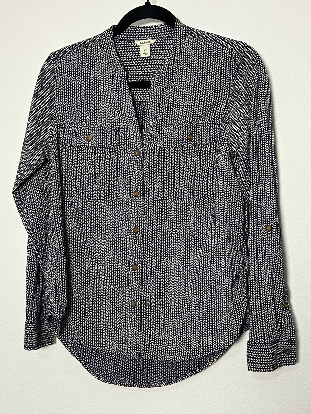 L.L. Bean Patterned Roll-Tab Button Shirt